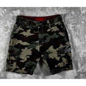Levi’s Camo Cargo Shorts Boys Size 12 Adjustable Waist Green Black